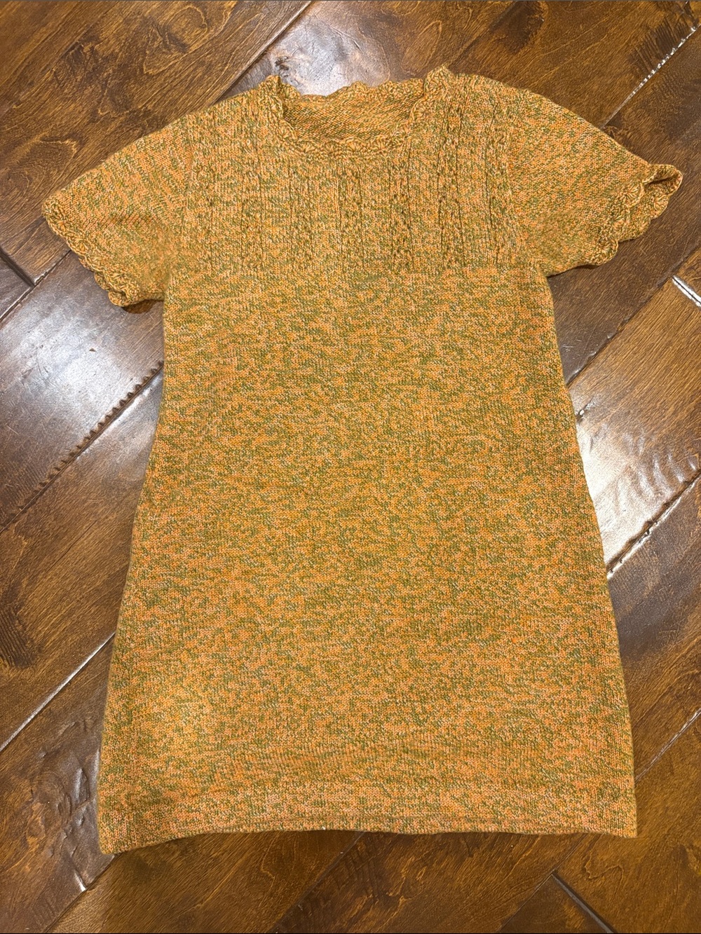 Vintage handcrafted Marled knit sweater dress. Size approx 6 girls